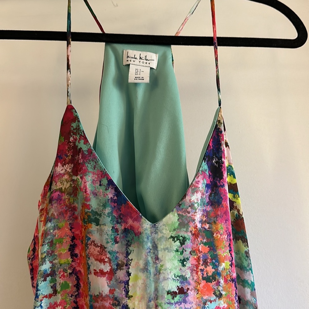Nicole Miller Multicolor Sequin Maxi Dress with Teal Lining - Picture 2 of 6